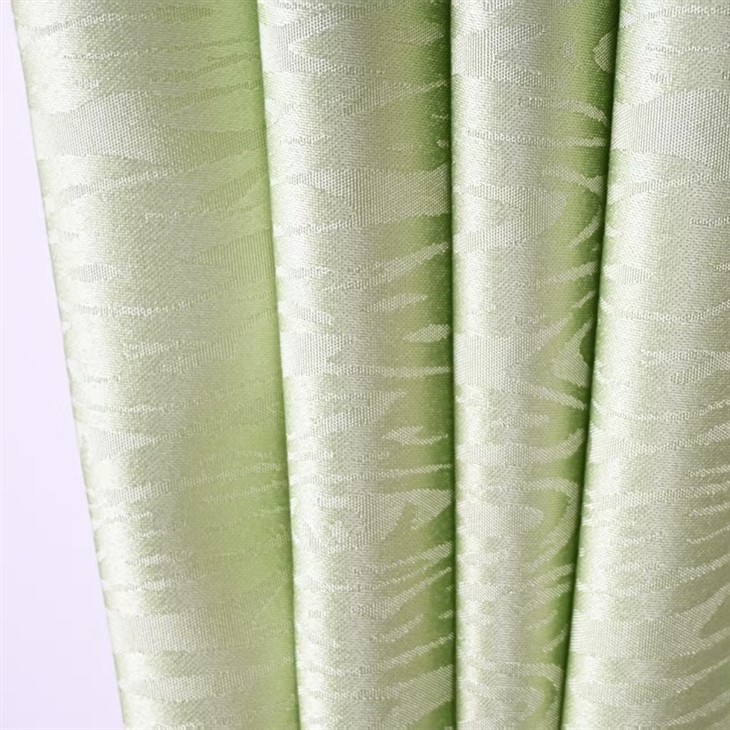 Light Fruit Green Water Ripple Jacquard Curtain Fabrics high quality