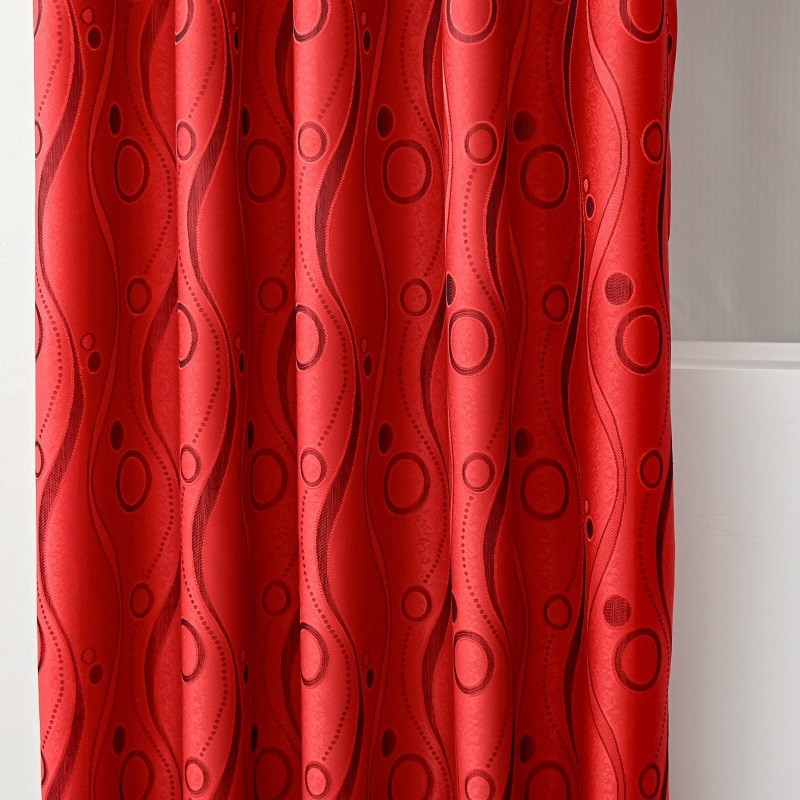 Red Cationic Jacquard Curtain Fabrics factory