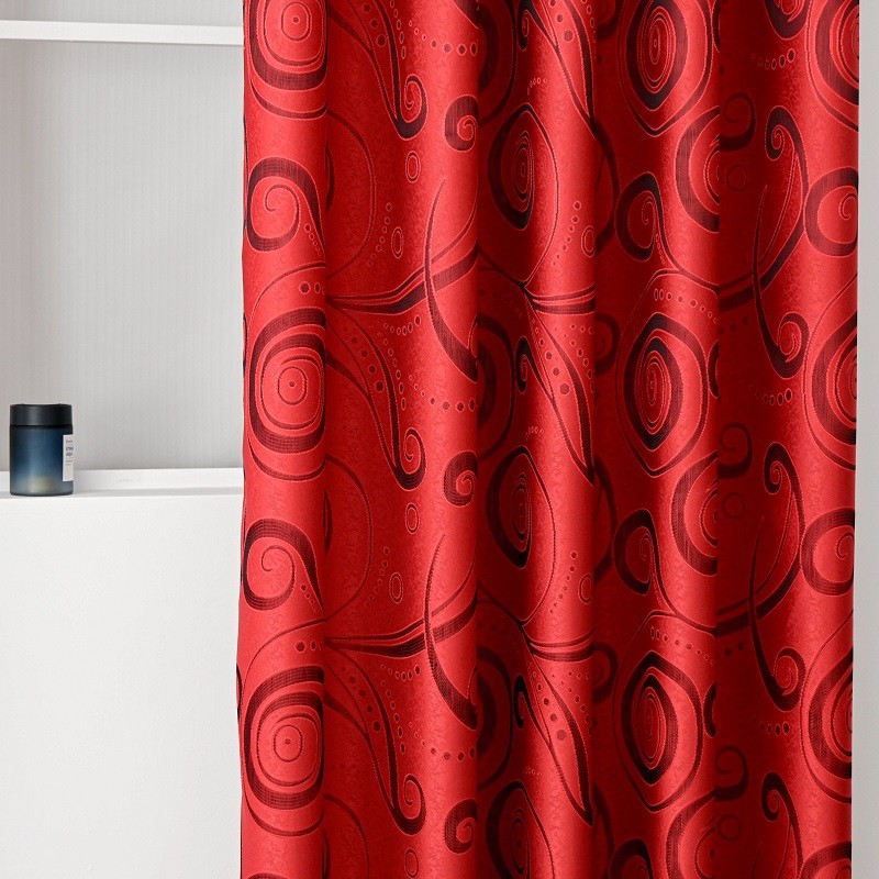 Red Cationic Jacquard Curtain high quality